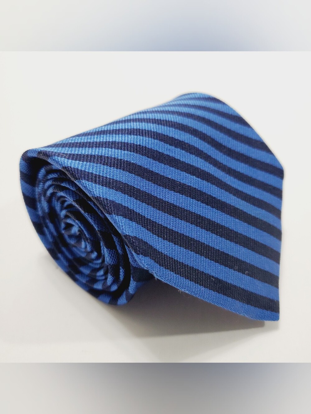 Brooks Brothers Makers Men's Silk Neck Tie Blue Stripe Pattern Repp Fabric
